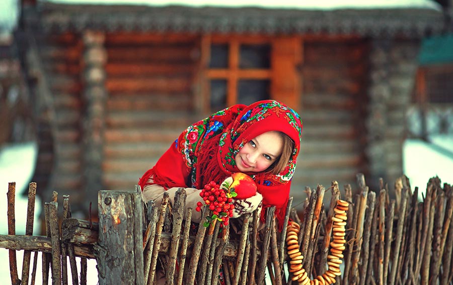 Sexy girl Women in Slavic costumes in Houston